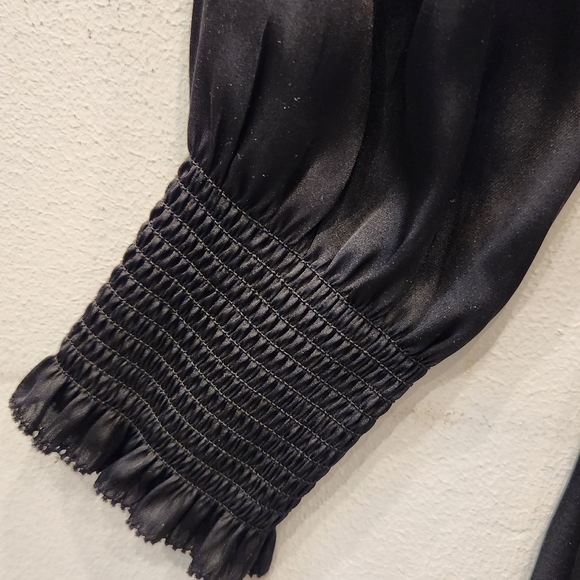 Banana Republic Satin Dress with Ruffle Hem, Black, Size US 6 - Picture 7 of 10